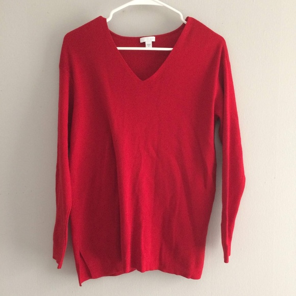 j. jill Sweaters - J. Jill Red Long Sleeve V Neck Sweater Size Medium